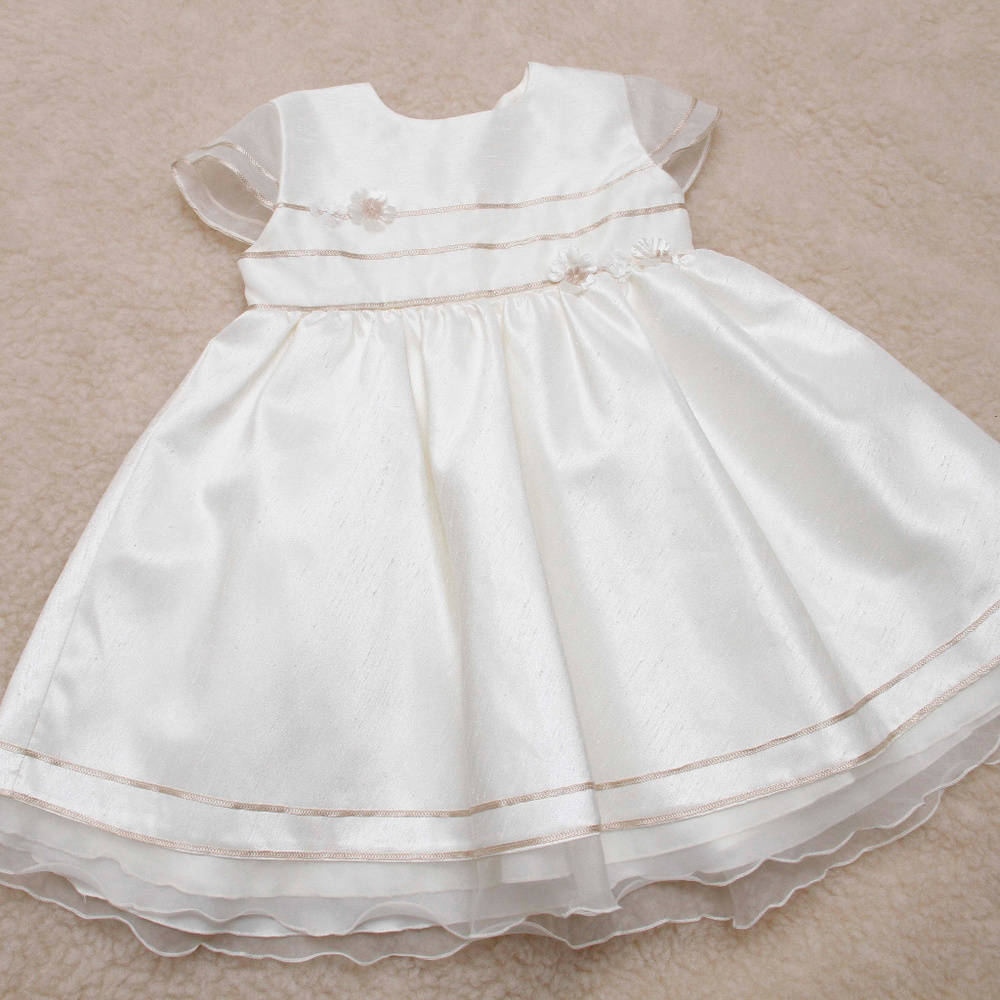 Baby girl short sleeve ivory dress 18 months